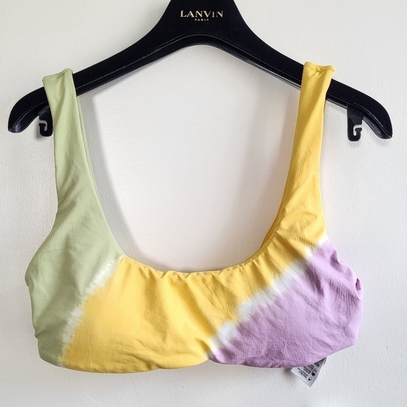 L*Space Lizzy Tie Dye Diagonal Sunburst Bikini Top NWT Size Large - Picture 11 of 15